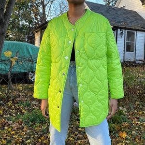 Lime quilted puffer utility jacket 🎾